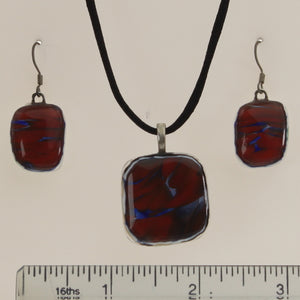 Carter - Necklace-Earring Set Coral Red-Cobalt
