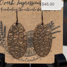 Load image into Gallery viewer, Roberts-Biely - Bronze Armadillo Impression - Dangly earrings