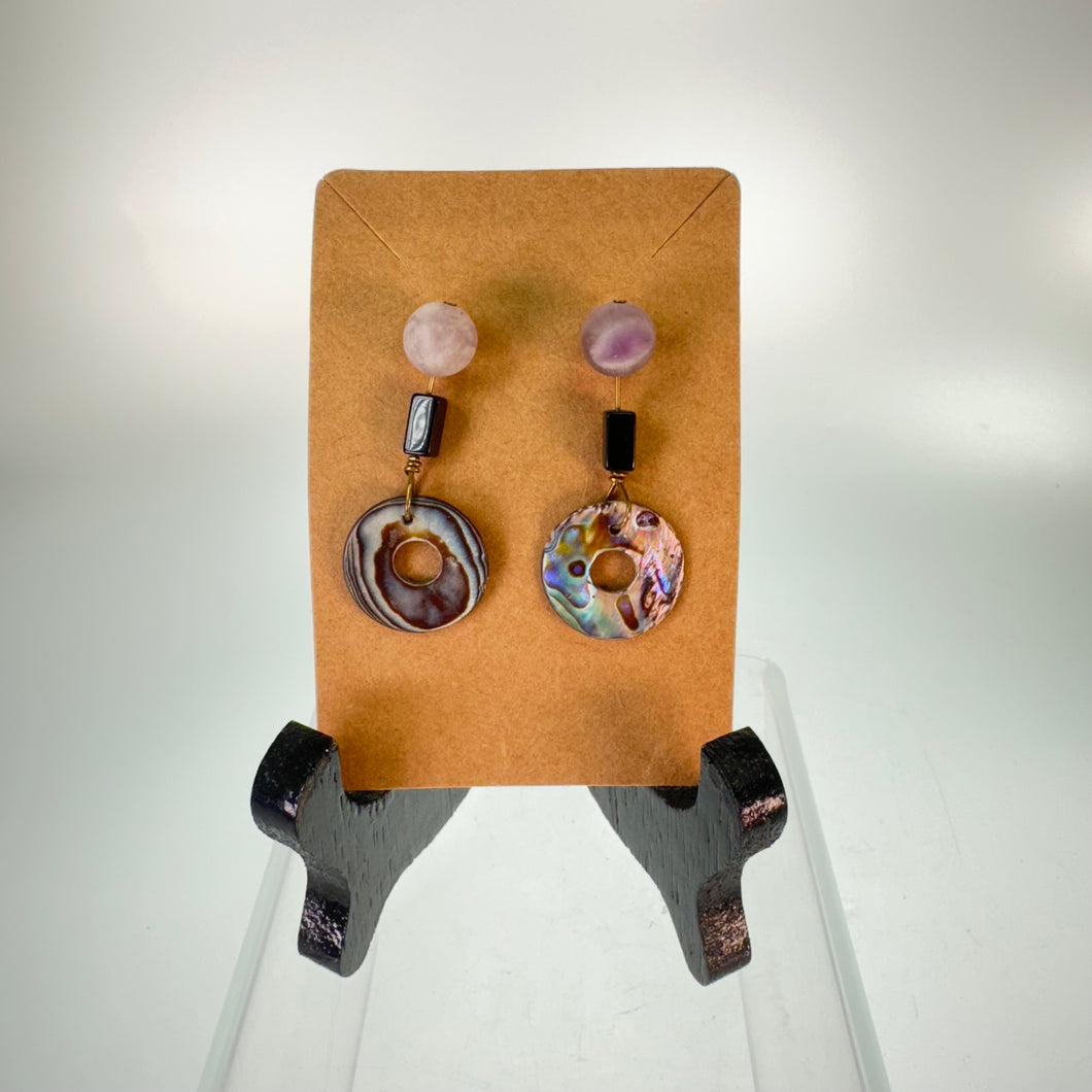 Chard - amethyst abalone shell earrings