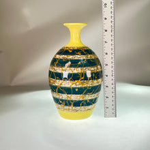 Load image into Gallery viewer, Ward- Vase, yellow, blue, white, gold squiggly