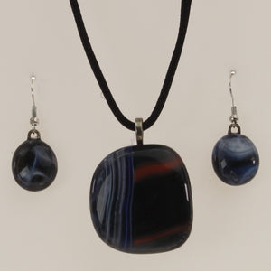 Carter - Necklace-Earring Set Black-Cobalt