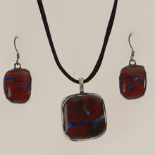 Load image into Gallery viewer, Carter - Necklace-Earring Set Coral Red-Cobalt