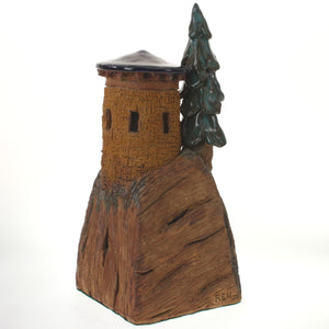 Hannaman - Tree Village Sculpture Cobalt-Teal Brown Earth Tone
