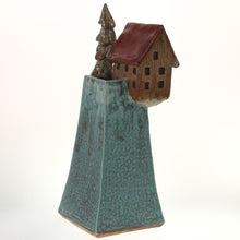 Load image into Gallery viewer, Hannaman - Tree Village Sculpture Baby Blue- Brick Red