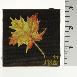 Yates - Tiny Painted Canvas - Maple Leaf Golden Hues On Black