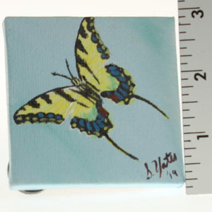 Yates - Tiny Painted Canvas - Swallowtail Butterfly Yellow/Black On Sky Blue