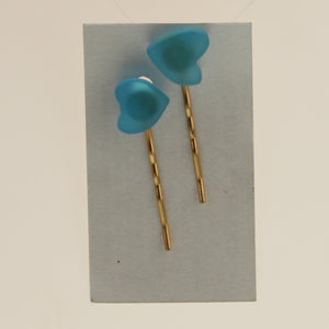 Chard-Blue Heart Hair Pins-Blue