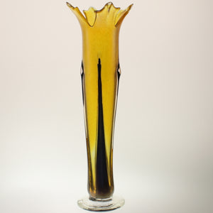 Mynatt - Vase Crackled Amber-Iridescent Black