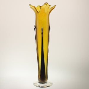 Mynatt - Vase Crackled Amber-Iridescent Black