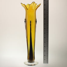 Load image into Gallery viewer, Mynatt - Vase Crackled Amber-Iridescent Black