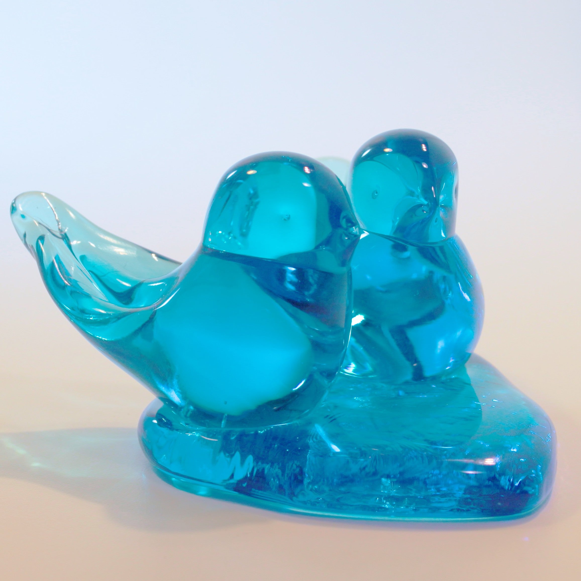 ガラスの青い鳥　２羽のペア　bluebird of hapiness ガラスの青い鳥ペア LA-49p 幸福 ガラス細工 安部朝和作 博多