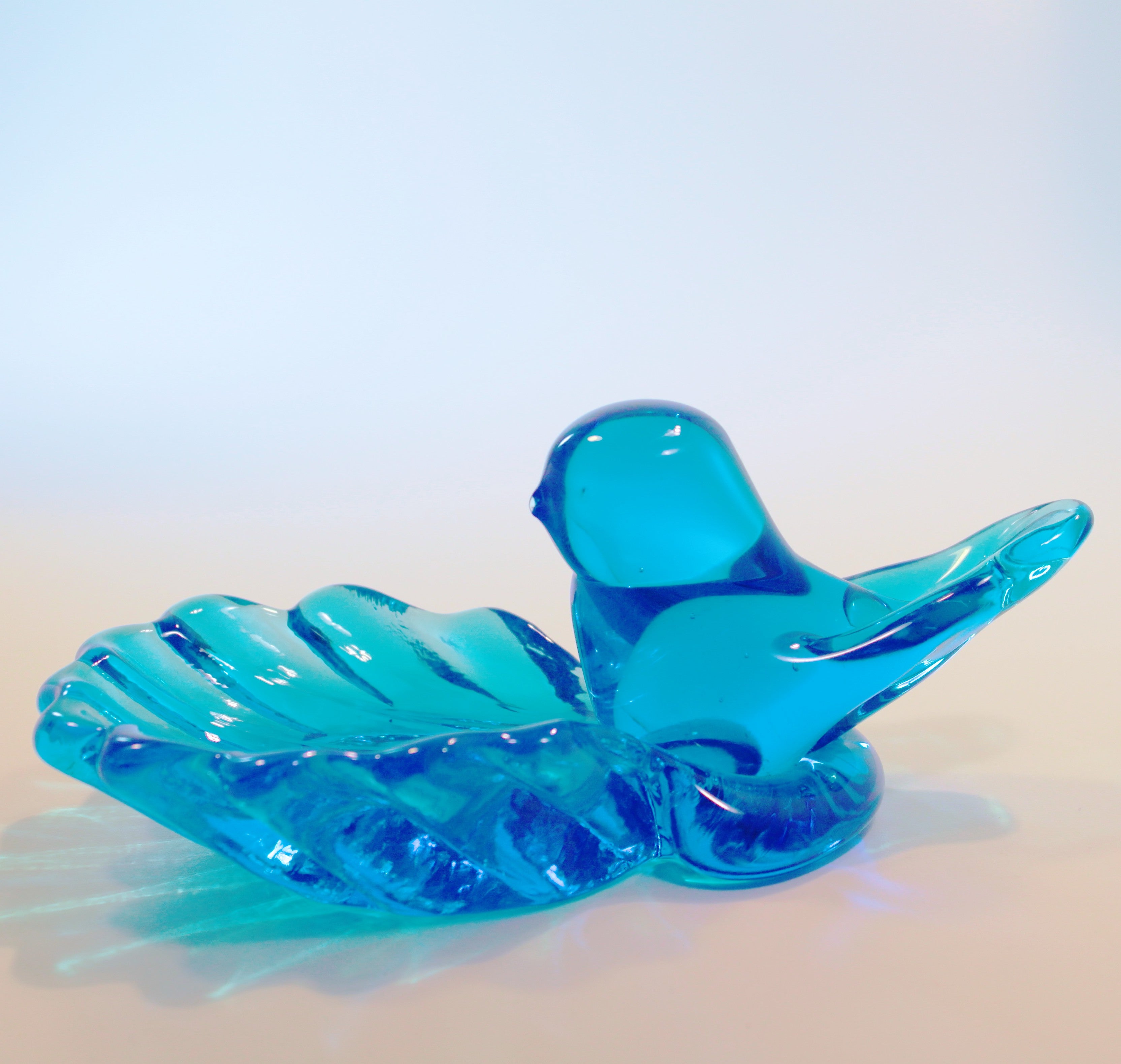 ガラスの青い鳥ペア LA-49p 幸福 ガラス細工 安部朝和作 博多